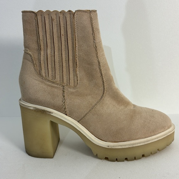 Oasis Society Chunky Heel Suede Ankle Booties Platform Side Zip Women’s Size 9 - Picture 4 of 5